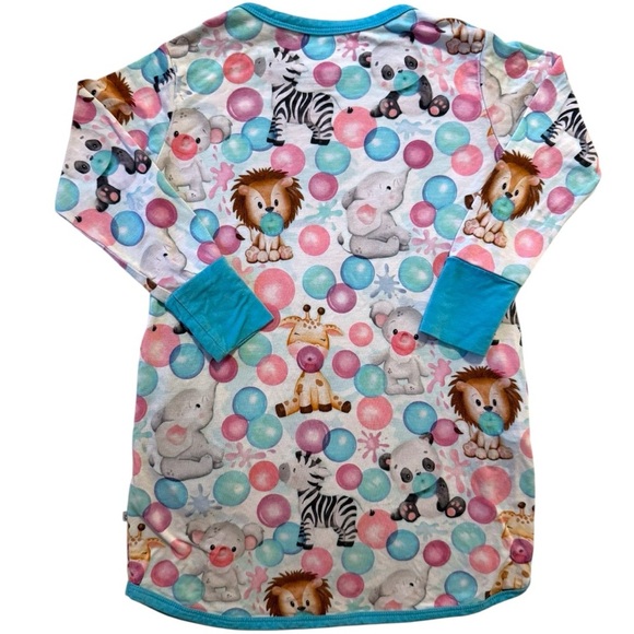 Birdie Bean 18-24M Animal Bubble Gum Print Long Sleeve Dress w/ Pockets – Bamboo - Picture 5 of 7